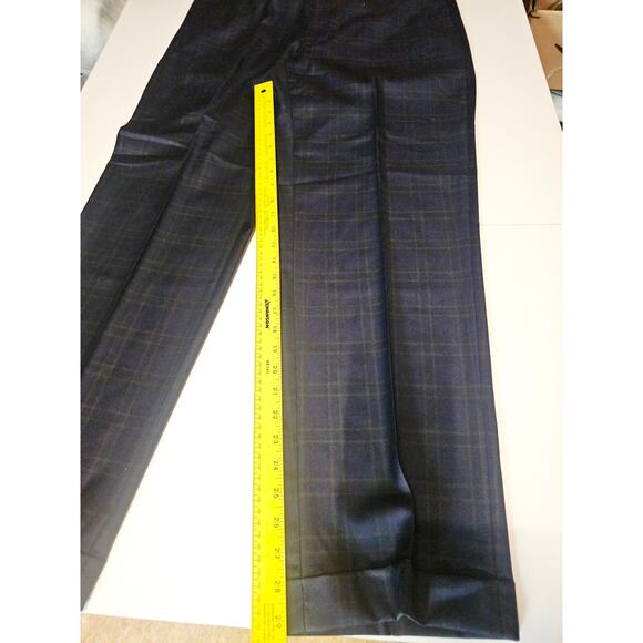 Aristo Eighteen Ari8to Plaid Stirling Wool Career Dress Pants Navy Green 40 3772 - Picture 7 of 8